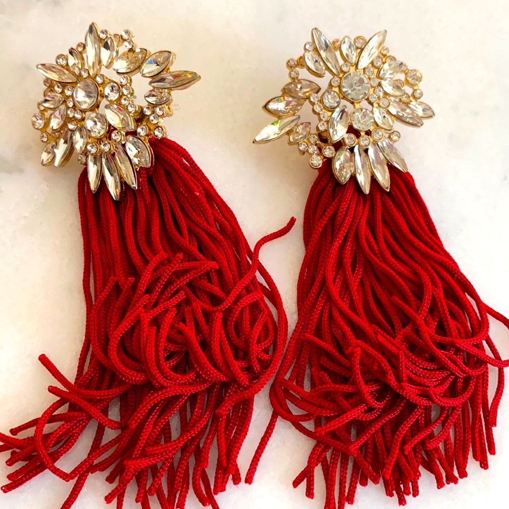 Red Fringe Tassel Earring Bundle - Picture 3 of 5